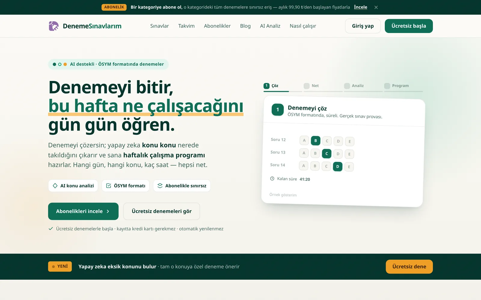 Deneme Sınavlarım home page